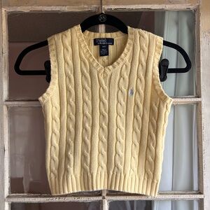 Vintage Polo Ralph Lauren Butter Yellow V-Neck Cropped Sleeveless Sweater Vest